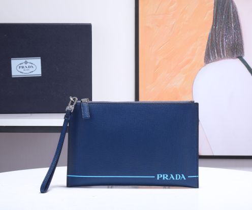 prada n級激安通販 プラダハンドルバッグ 23新品高級感 メンズビジネス 結婚式 大人気 レザー ブルー