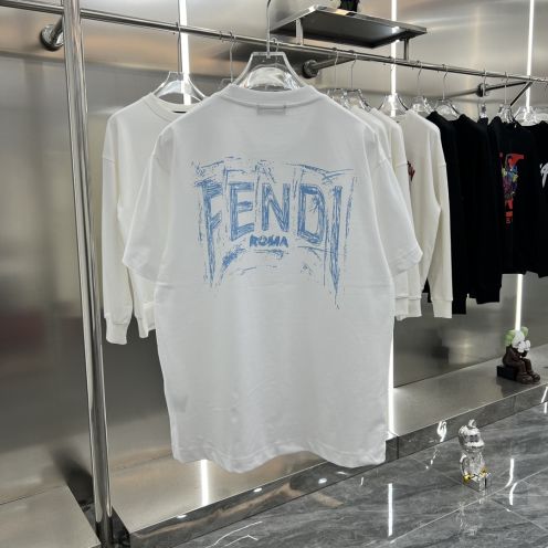 フェンディFENDI限定スーパーコピー半袖Tシャツコットンホワイト柔らかい花柄レディースメンズ