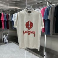 バレンシアガ2024新作スーパーコピー半袖Tシャツコットンアンズ色柔らかい花柄レディースメンズ