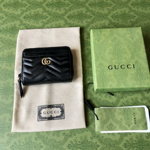 グッチGUCCI限定スーパーコピー財布レザーブラック高級ファッション二つ折り小銭入れ