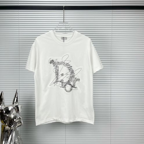 驚きの破格値2023 新着 ディオール白Ｔシャツスーパーコピー 刺繍入りのロゴ	