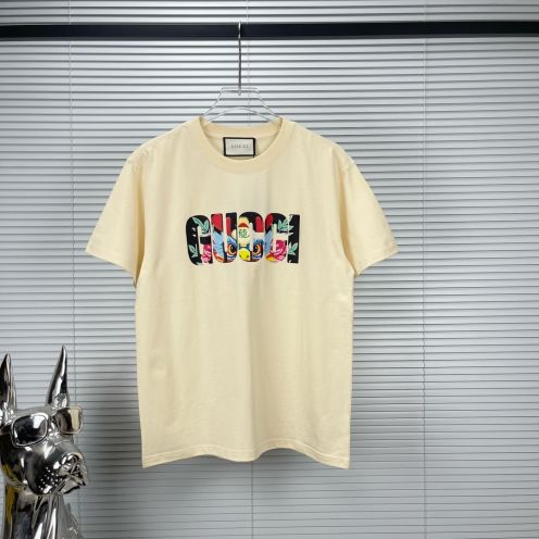 グッチGUCCI限定スーパーコピー半袖Tシャツコットンベージュ柔らかい花柄