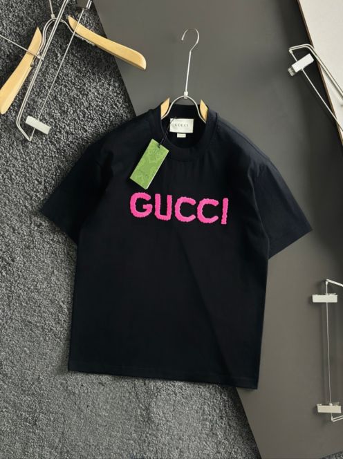 グッチGUCCI限定スーパーコピー半袖Tシャツコットンブラック柔らかい花柄レディースメンズ