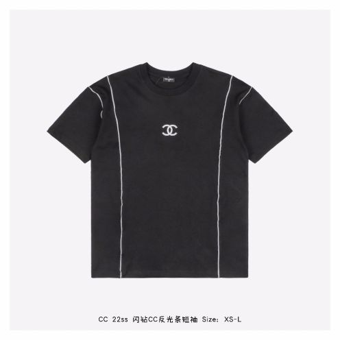 シャネル激安通販スーパーコピー半袖Tシャツコットンブラック柔らかい高級花柄