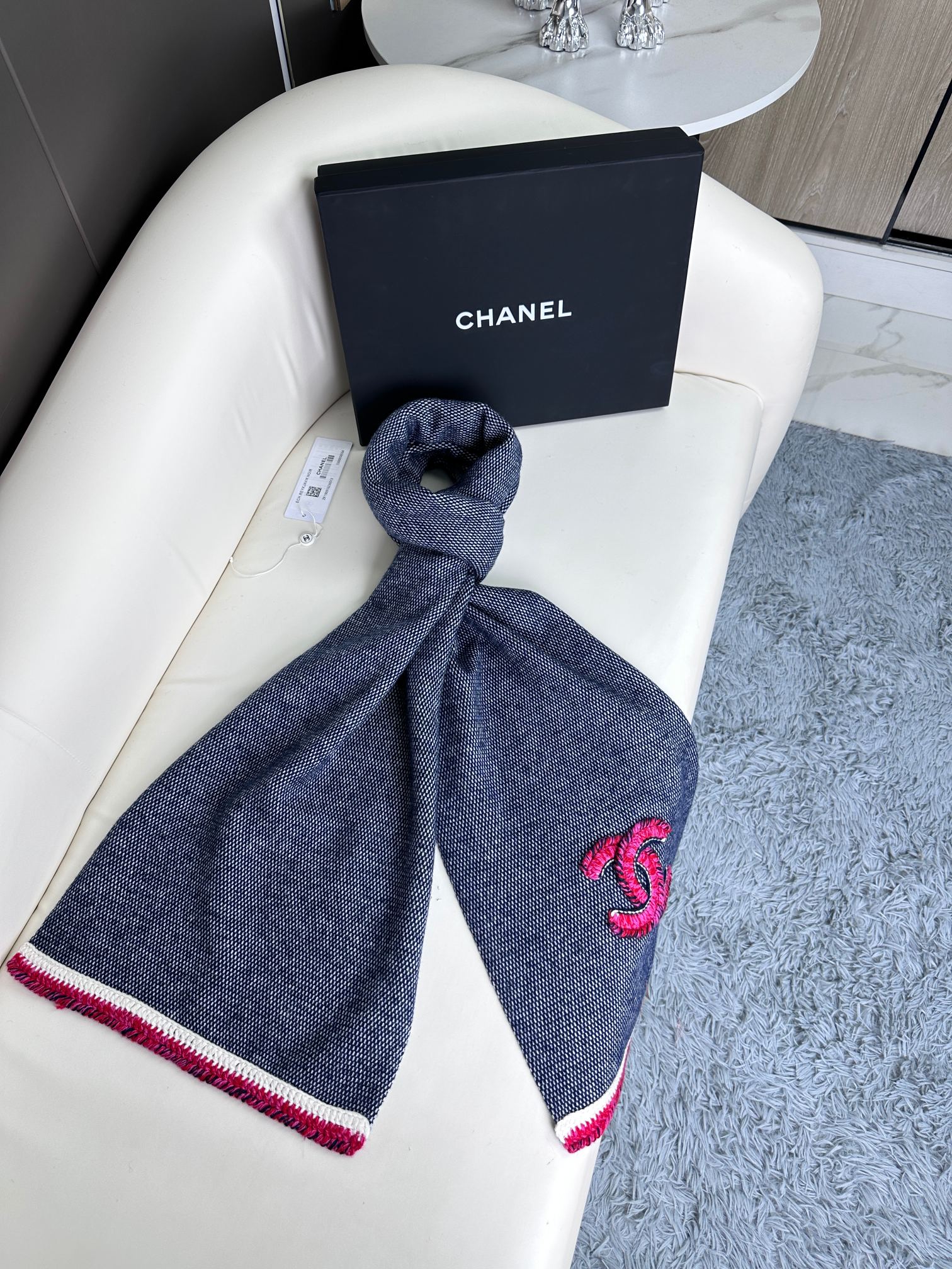 CHANEL2023新品 マフラーシャネルスーパーコピー 暖かい 大判 通勤 旅行 レディース 冷え対策 ブルー_3