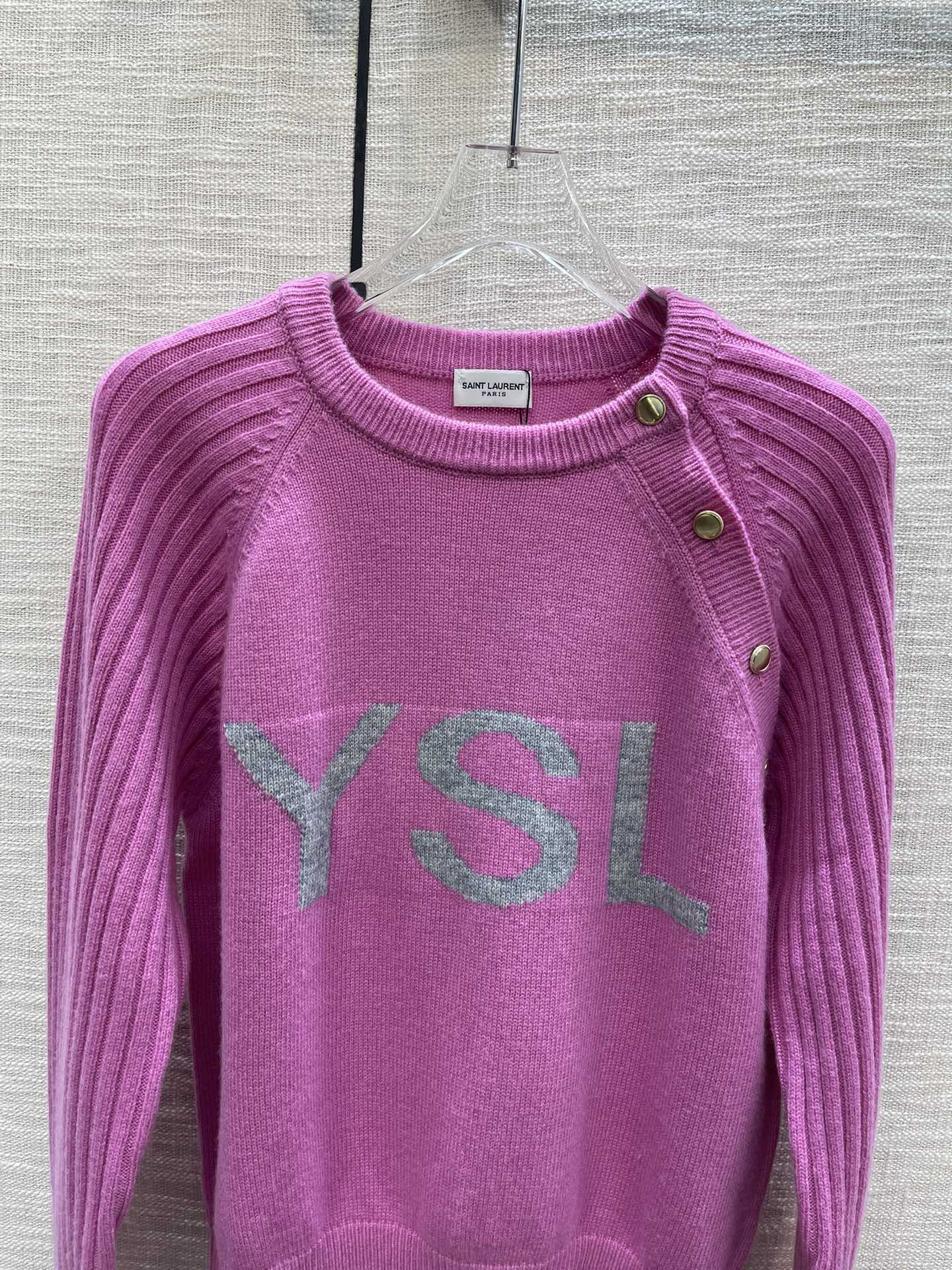 YSL イヴサンローラントトップス偽物 セーター 秋冬トップス 温かい シンプル コットン 3色 ピンク_4