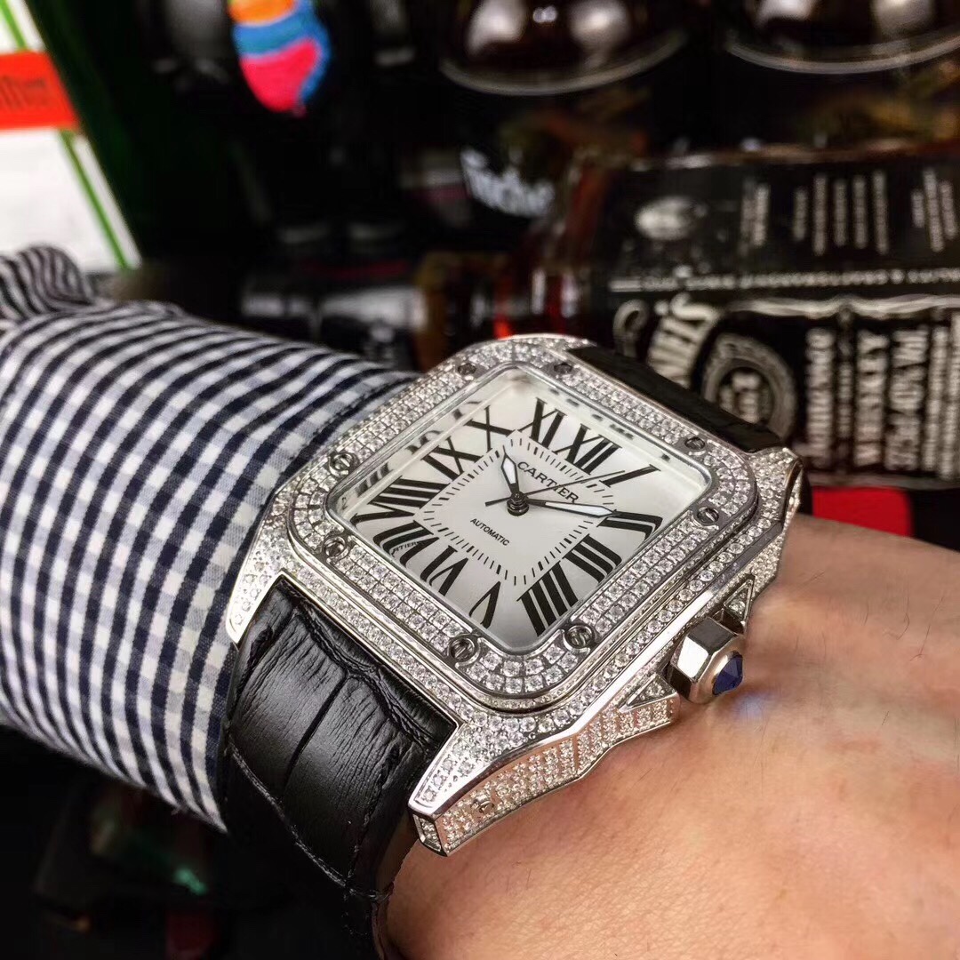 CARTIERカルティエ フェイクスーパーコピー フランス 薄い腕時計 レザー  新商品 限定品 ブラック_3