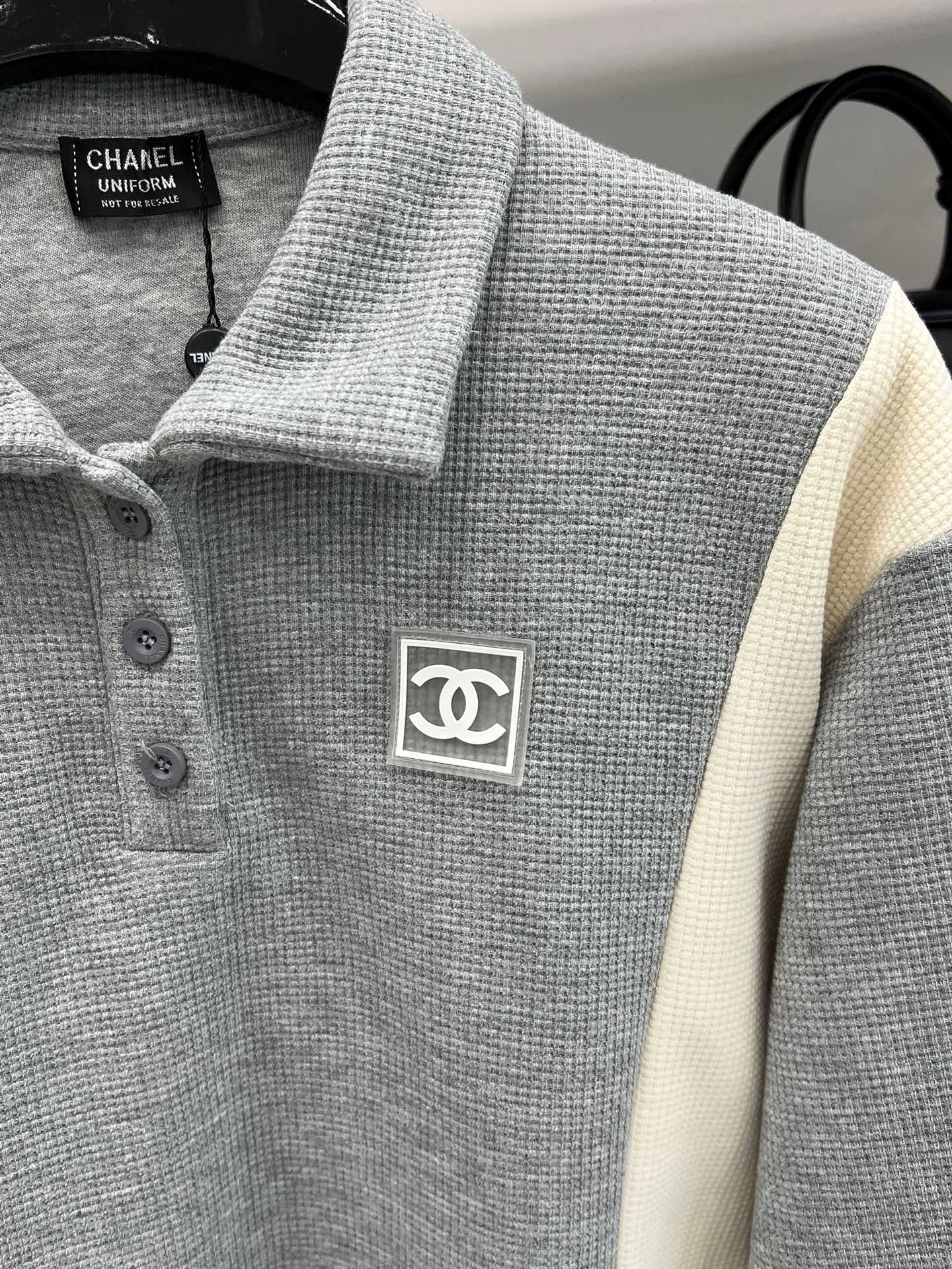 chanel シャネル 本物と偽物の見分け方 POLOシャツ 快適 柔らかい 純綿 長袖 グレイ  _4