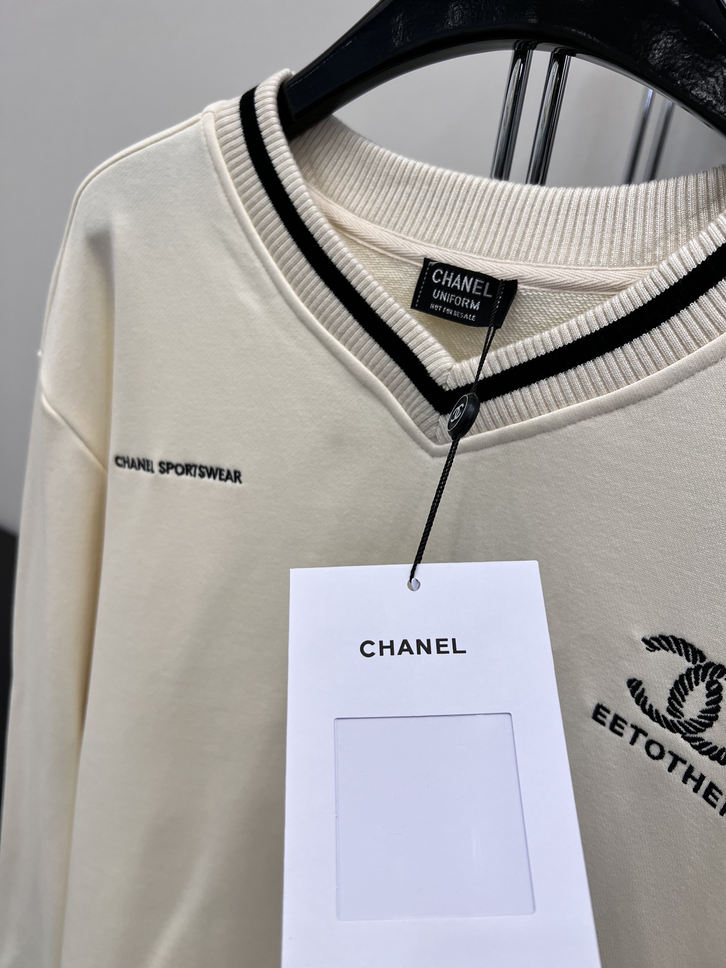 chanel シャネル似てるマーク激安通販 セーター シャツ 快適 柔らかい 純綿 長袖 ホワイト  _4