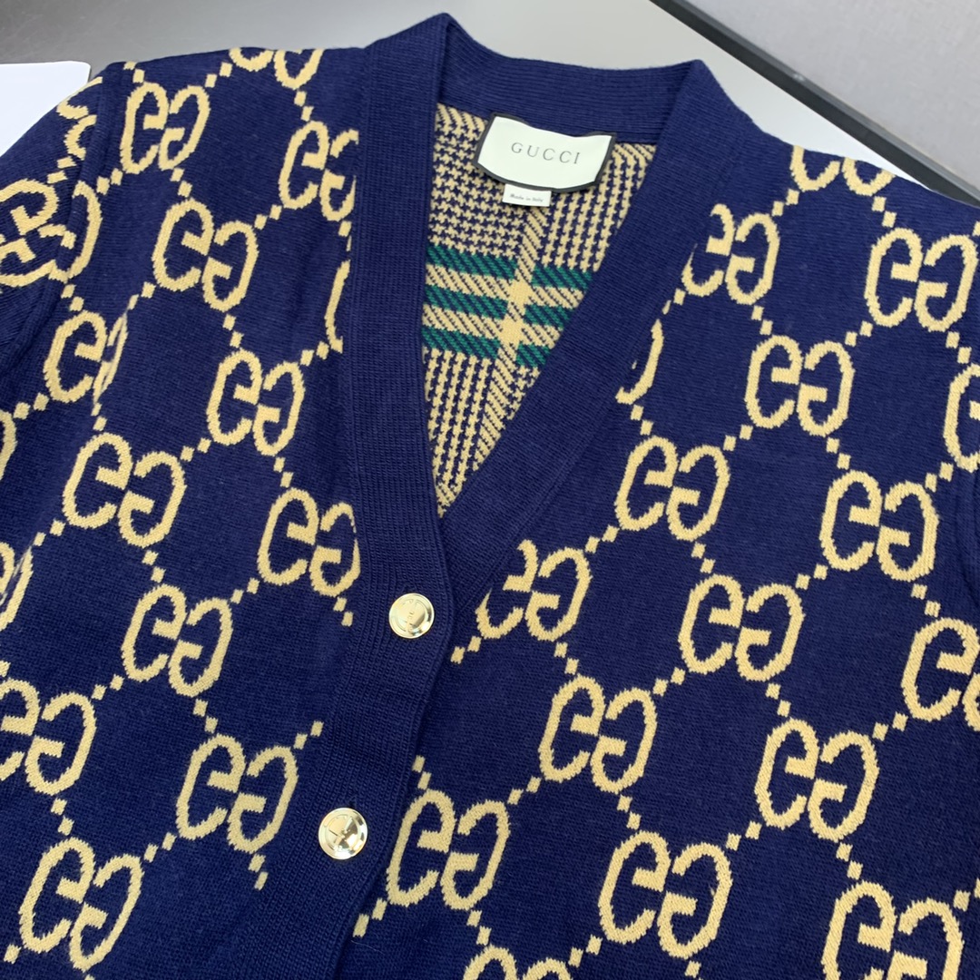 グッチ見分け方偽物 GUCCI 柔らかい 純綿 セーターアウター 厚い ファッション 男女兼用 温かい ブルー_7