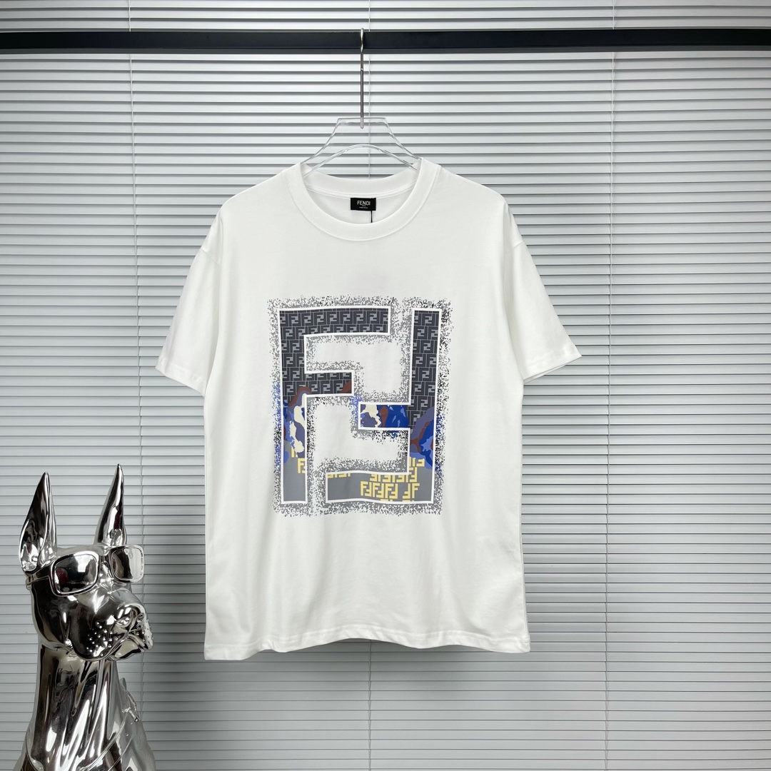 フェンディn級品スーパーコピー半袖Tシャツコットンホワイト柔らかい花柄レディースメンズ_5