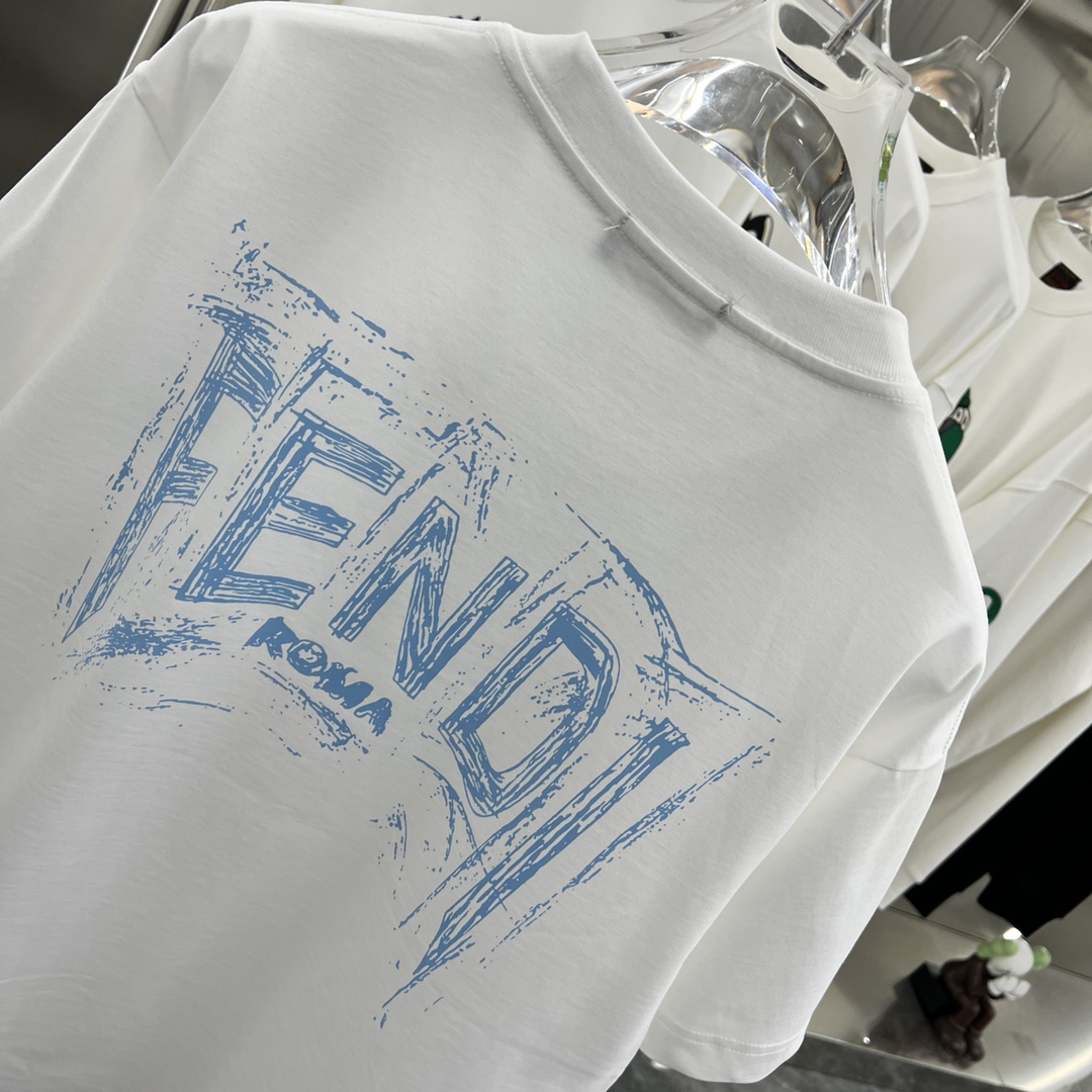 フェンディFENDI限定スーパーコピー半袖Tシャツコットンホワイト柔らかい花柄レディースメンズ_3