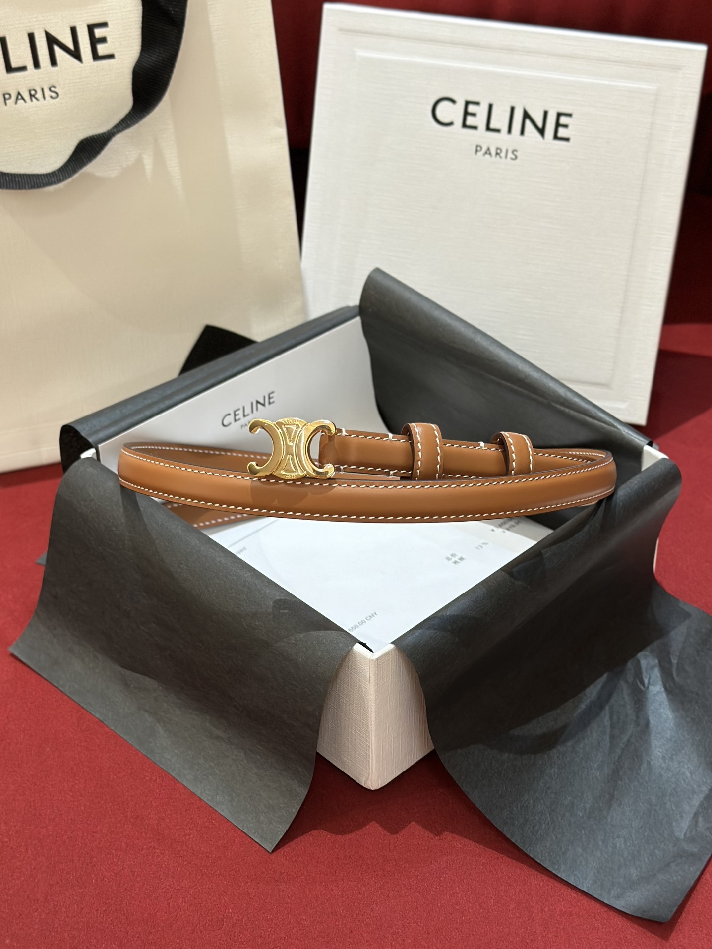 CELINEセリーヌ見分け方激安通販 牛革 ビジネス 人気 プレゼント ゴールドバックル ブラウン_2