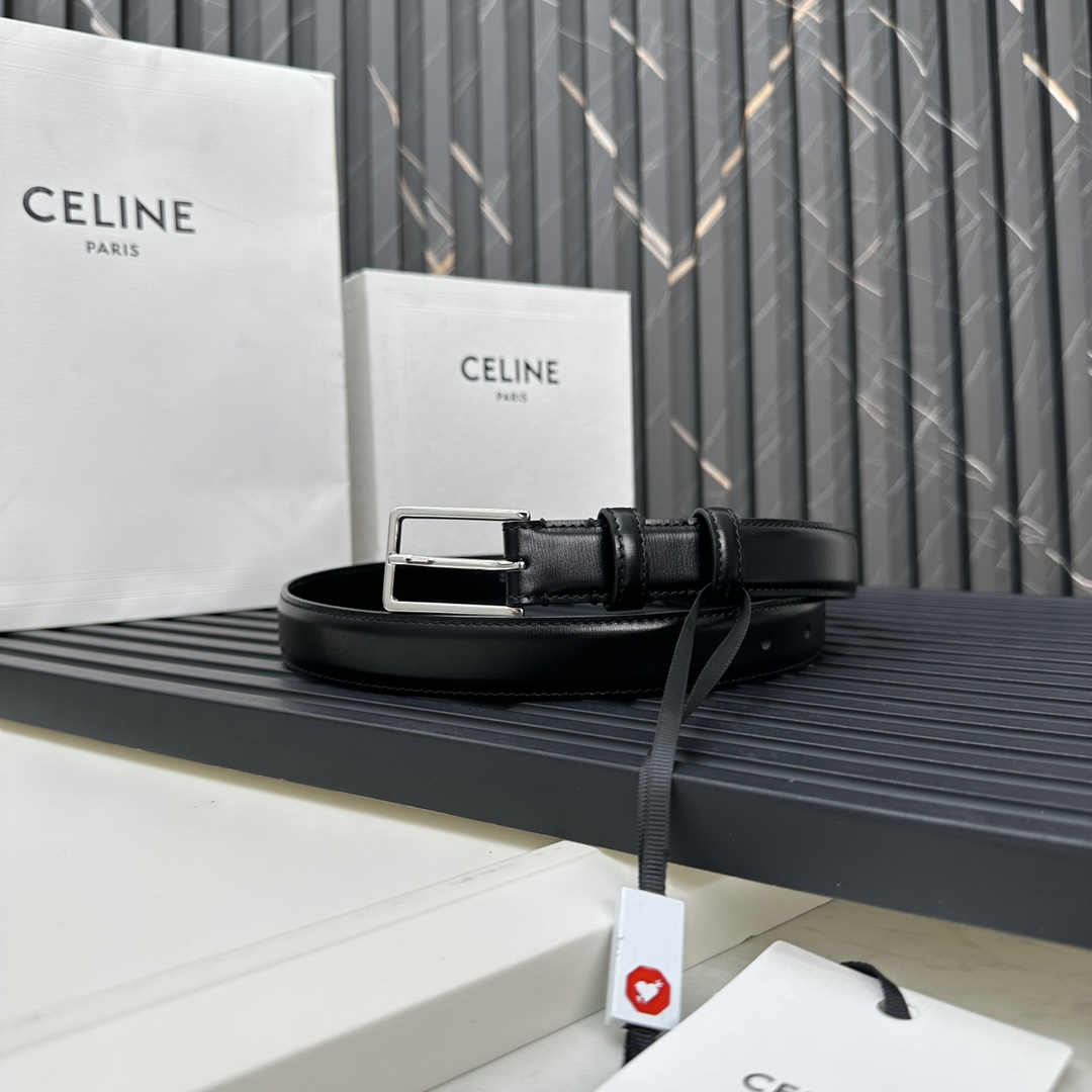 CELINEセリーヌ メンズベルト偽物 牛革 ビジネス 激安品 プレゼント シルバーバックル ブラック_9