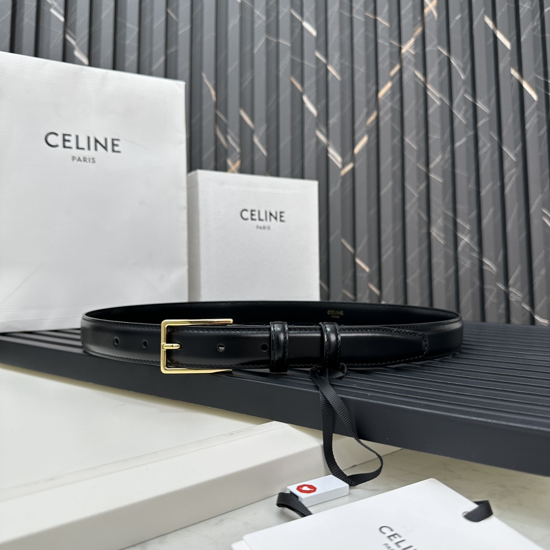 CELINEセリーヌ ベルト メルカリｎ級品 牛革 ビジネス 激安品 プレゼント ゴールドバックル ブラック_1