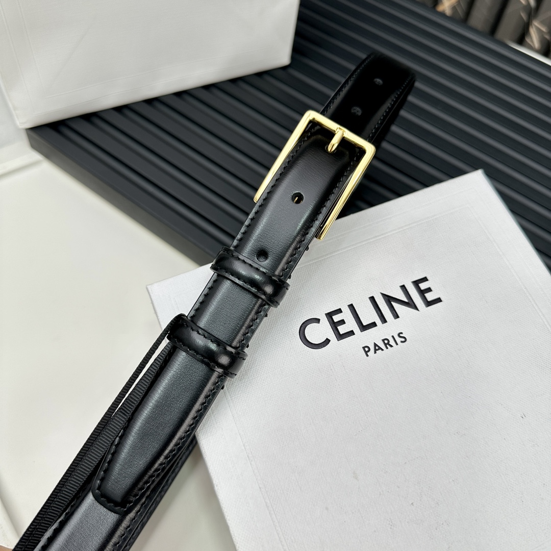 CELINEセリーヌ ベルト メルカリｎ級品 牛革 ビジネス 激安品 プレゼント ゴールドバックル ブラック_3