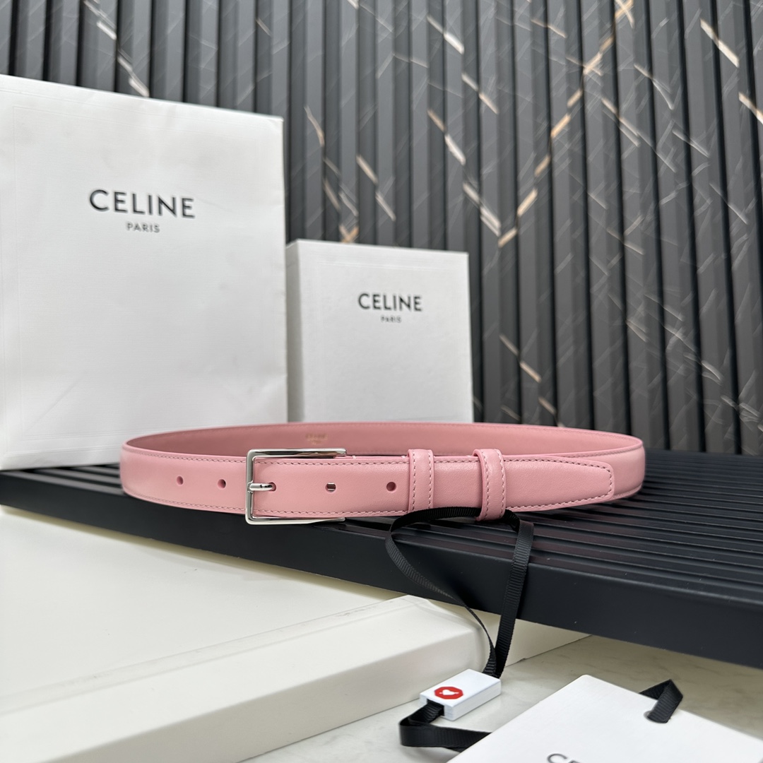 CELINEセリーヌ レシートスーパーコピー牛革 ビジネス 激安品 シルバーバックル ピンク_1