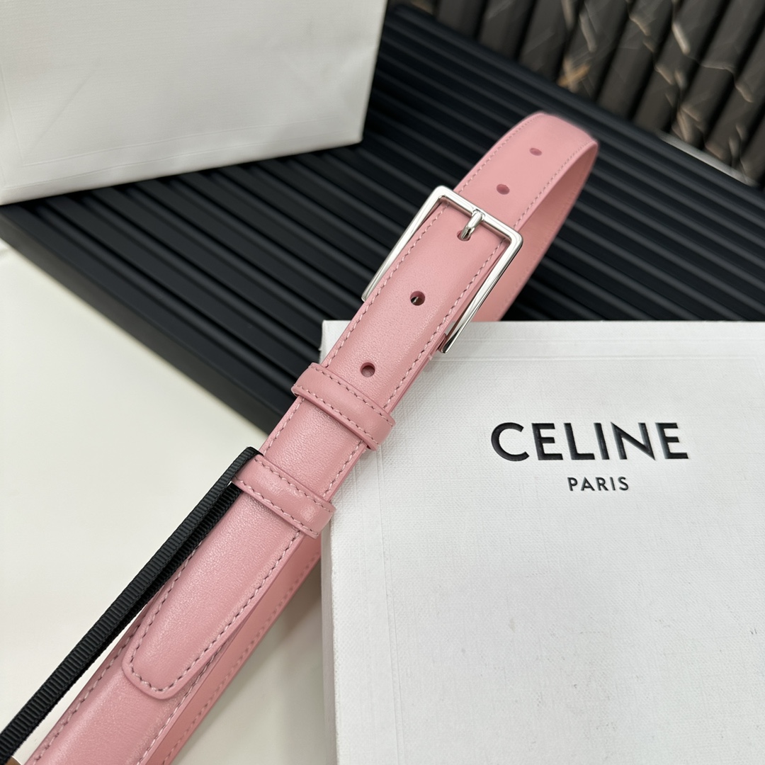 CELINEセリーヌ レシートスーパーコピー牛革 ビジネス 激安品 シルバーバックル ピンク_5