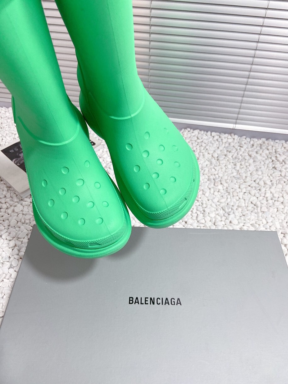 バレンシアガBALENCIAGA限定スーパーコピーシューズグリーンレザー厚い底レインブーツ6CM_3