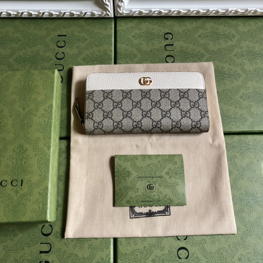 グッチGUCCI限定スーパーコピー財布レザーホワイト高級ファッション二つ折り小銭入れ_1