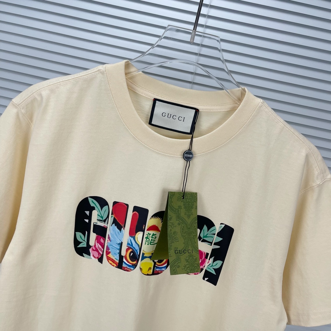 グッチGUCCI限定スーパーコピー半袖Tシャツコットンベージュ柔らかい花柄_2