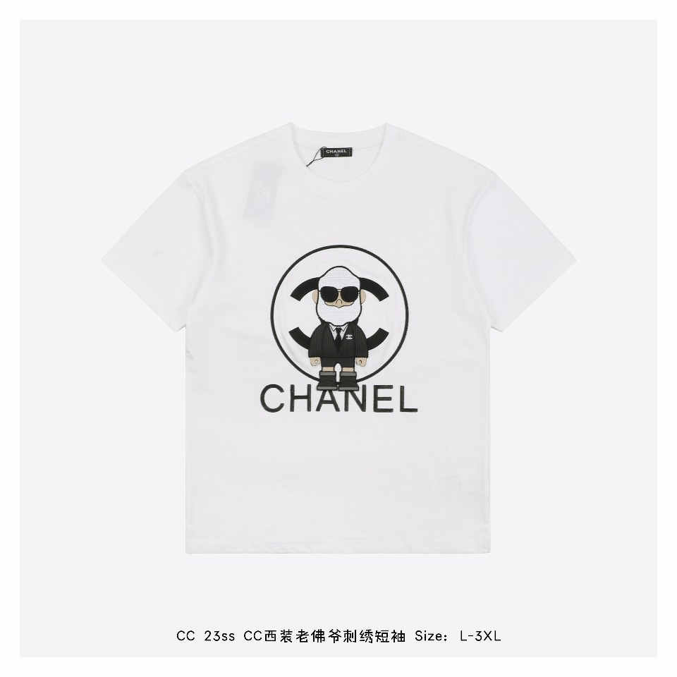 シャネルn級品スーパーコピー半袖Tシャツコットンホワイト柔らかい高級花柄_1