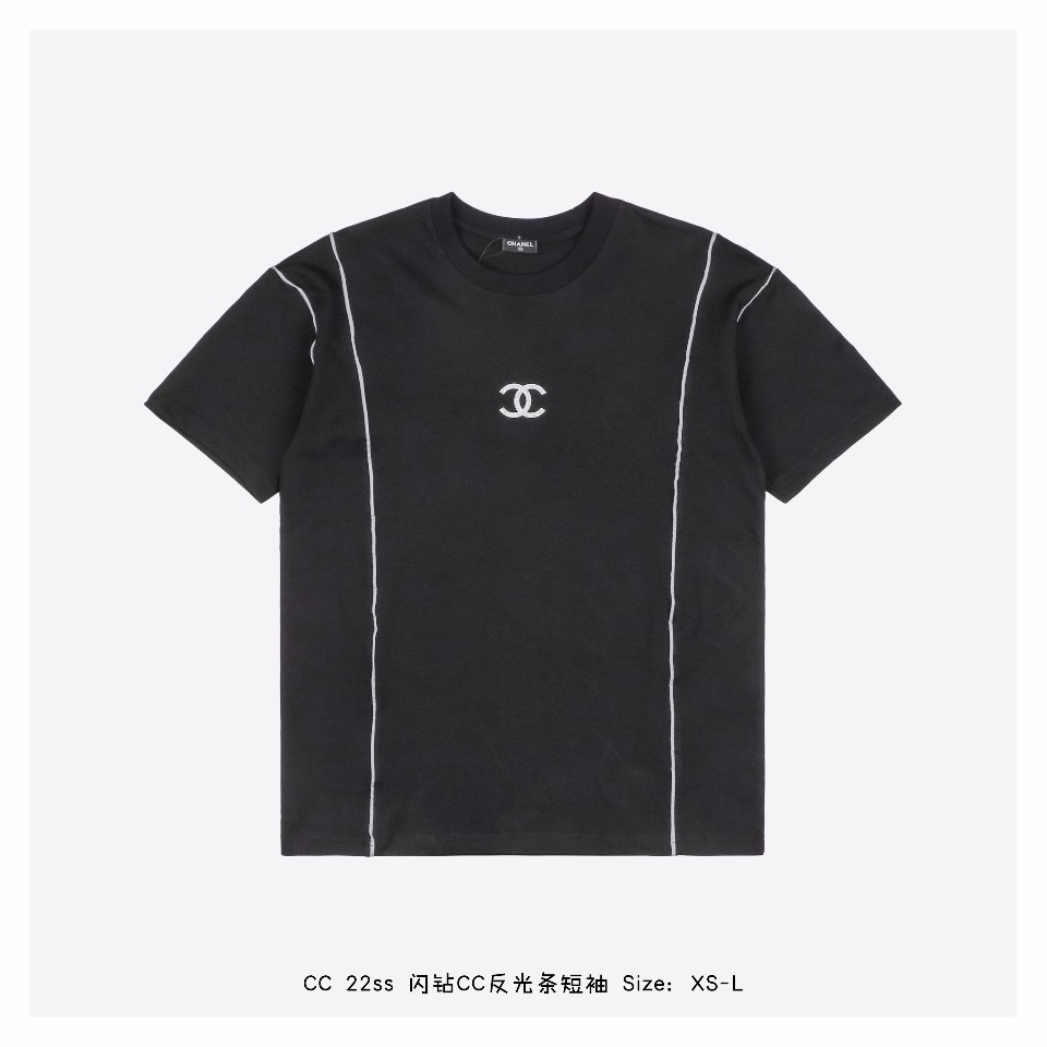 シャネル激安通販スーパーコピー半袖Tシャツコットンブラック柔らかい高級花柄_1