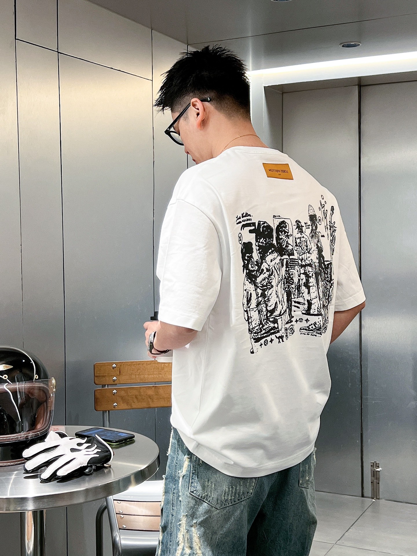 ルイヴィトン定番人気物スーパーコピー半袖Tシャツコットンホワイト柔らかい高級花柄_5